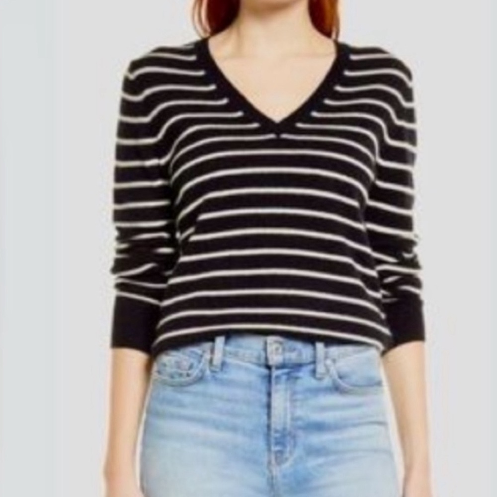 NWOT Nordstrom 100% Cashmere Striped Sweater, size Large L